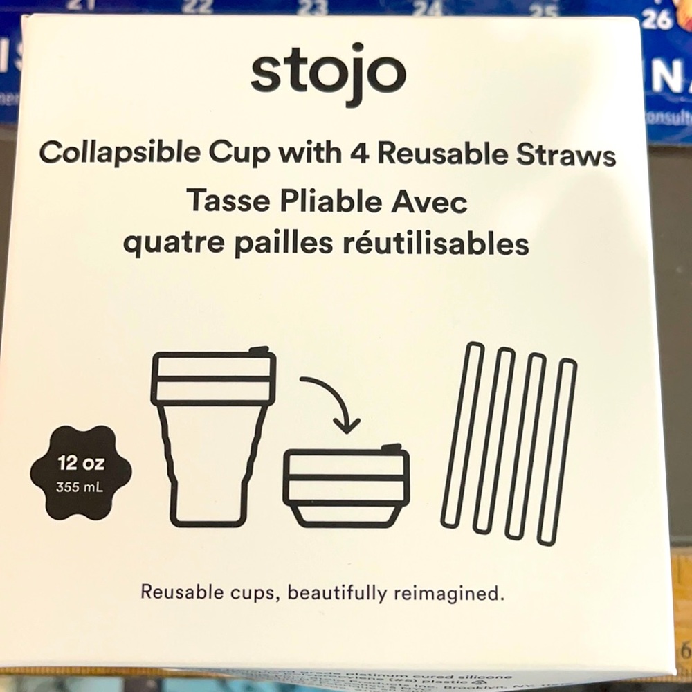 stojo Collapsible Cup w 4 Reusable Straws